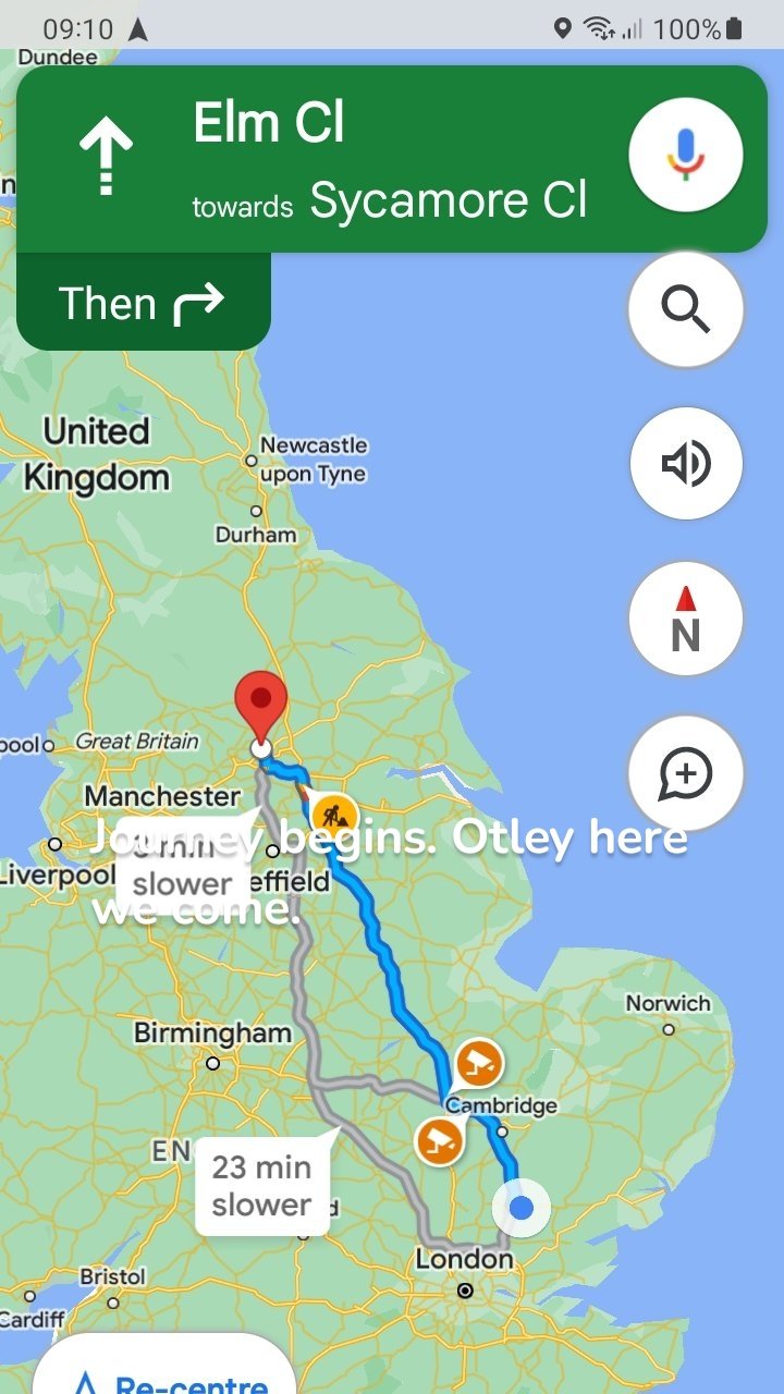 Journey begins. Otley here we come.